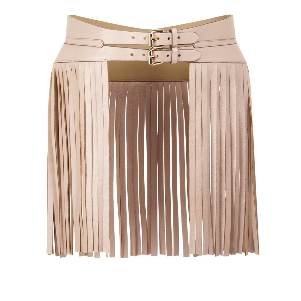BCBGMAXAZRIA Fringe Contour Waist Belt